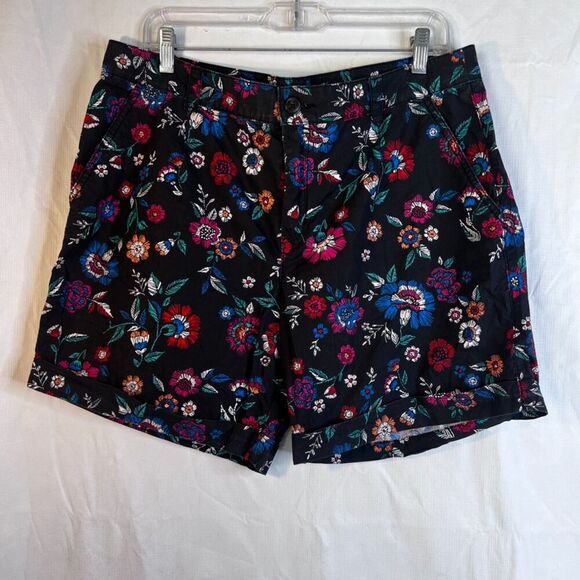 Yessica The Short Black Floral Print 100% Cotton Casual Shorts Size 10 - Picture 8 of 8